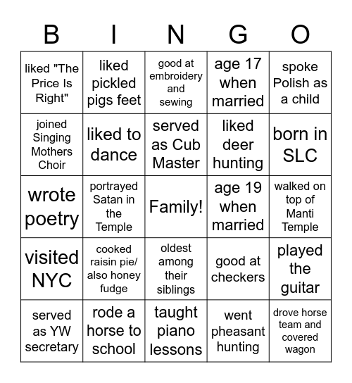 Walter Yvonne // Veda Vaughn Bingo Card