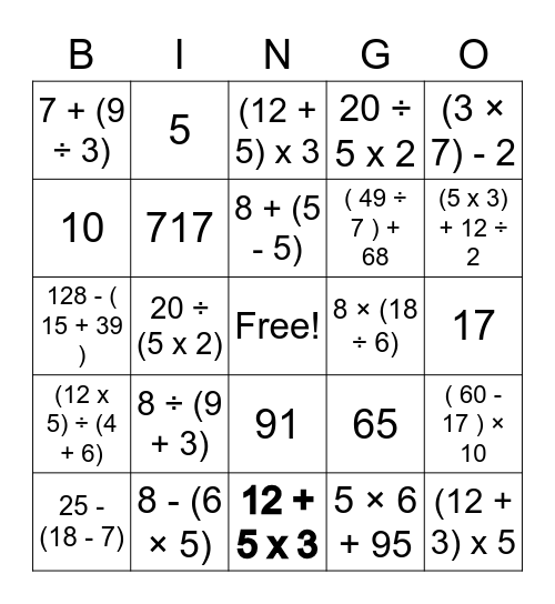 GEMA Bingo Card