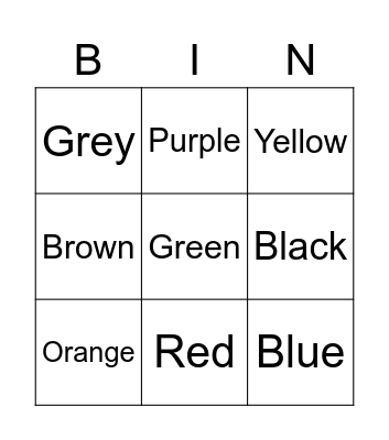 What color is it? Bingo Card