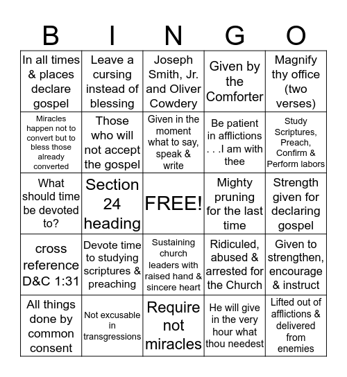 D&C 24 & 26 Bingo Card