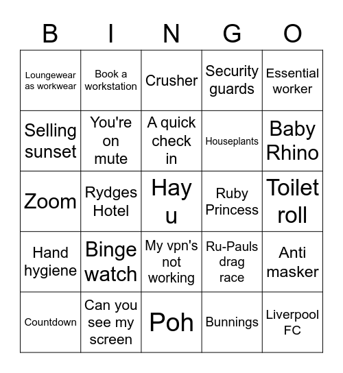 Stand up Bingo Card