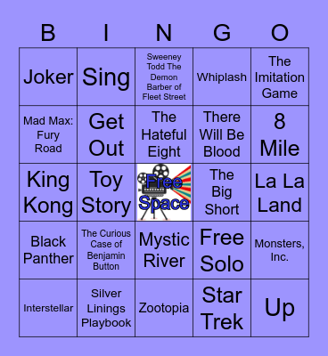Award Winning Movies Bingo Card