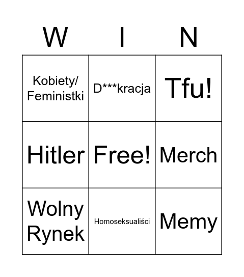 KORWIN BINGO Card