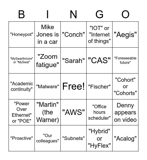 ITS Bingo Card