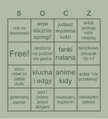 Soczkowe Bingo Card