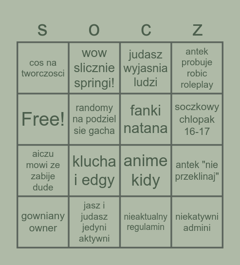 Soczkowe Bingo Card