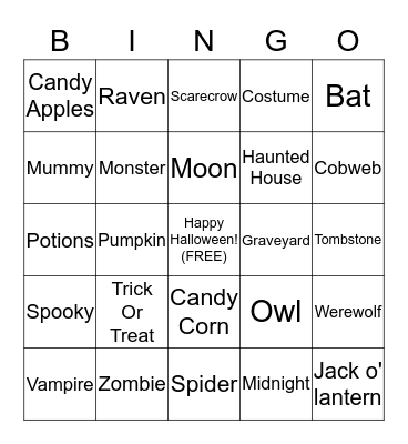 HALLOWEEN  Bingo Card