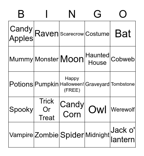 HALLOWEEN  Bingo Card