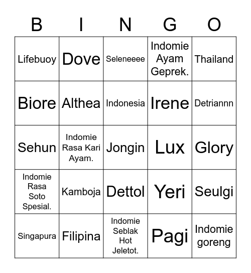 Bingo nya Althea Bingo Card