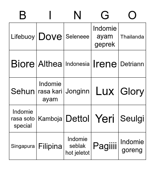 Bingo nya Althea Bingo Card