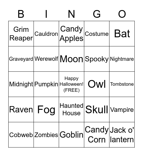 HALLOWEEN  Bingo Card