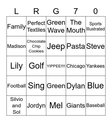 Papa's 70th Birthday Bingo! Bingo Card
