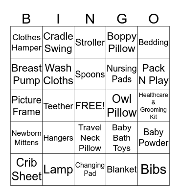 Baby Bingo Card