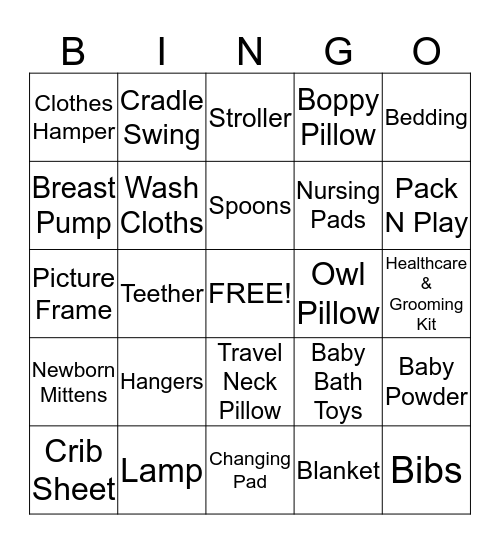Baby Bingo Card