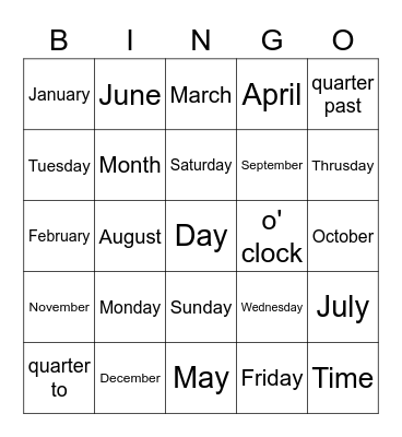 Elena Days, moths and time Bingo Card