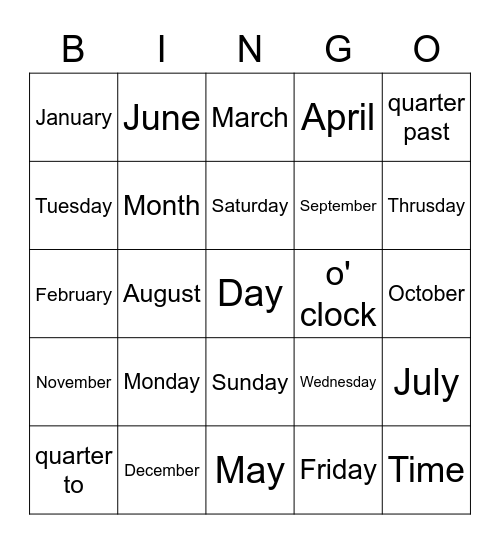 Elena Days, moths and time Bingo Card