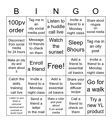 Sunshine Essentials August Bingo Card