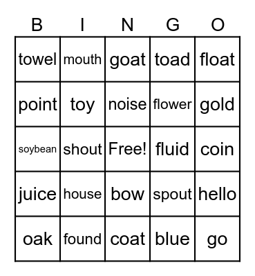Our World of Phonics 2 Bingo Card