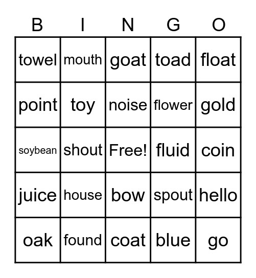 Our World of Phonics 2 Bingo Card