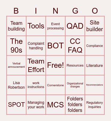 test Bingo Card