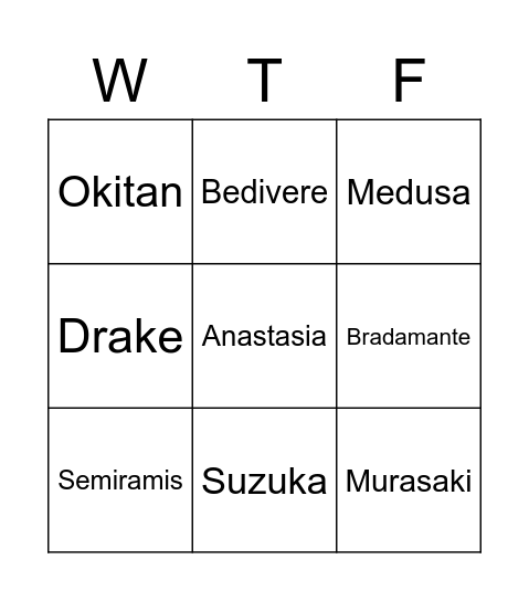 Degenerate Bingo Card
