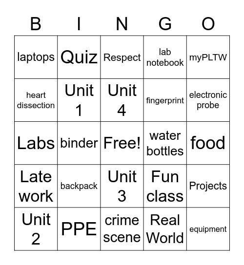 PBS Syllabus Bingo Card