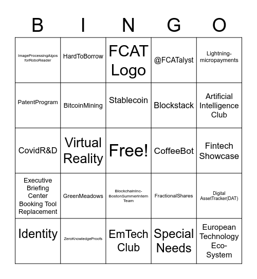 FCAT Bingo Card