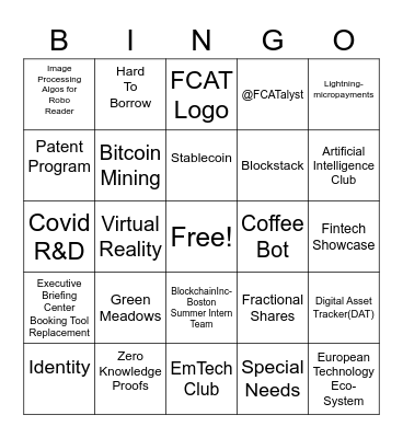FCAT Bingo Card