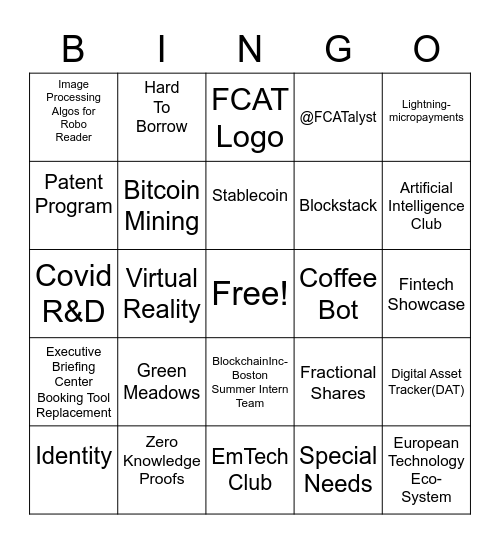 FCAT Bingo Card