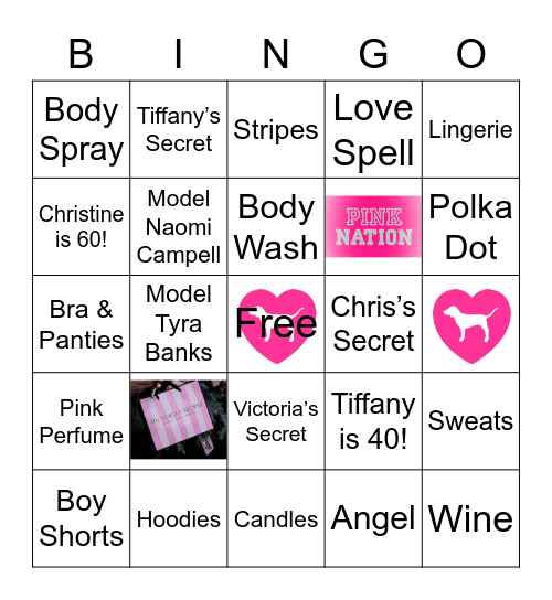 Chris’s & Tiffany’s Pink Secret Bingo Card