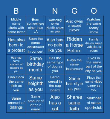 TEEN CAMP GUNG HO Bingo Card