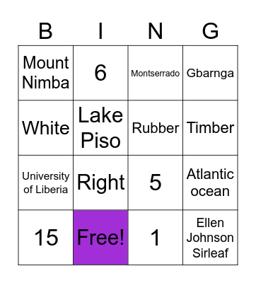 How Well Do You Know Liberia- Bingo Card