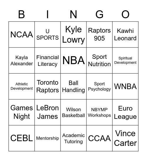 NBYMP Bingo Night! (Game #1) Bingo Card