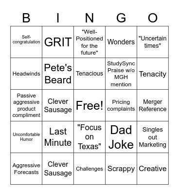 Sales Bingo Card