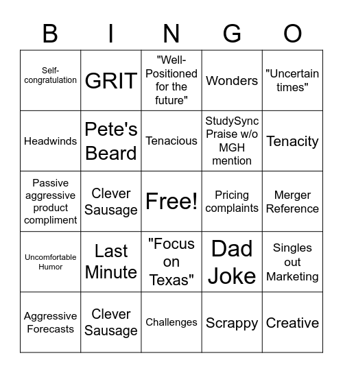 Sales Bingo Card
