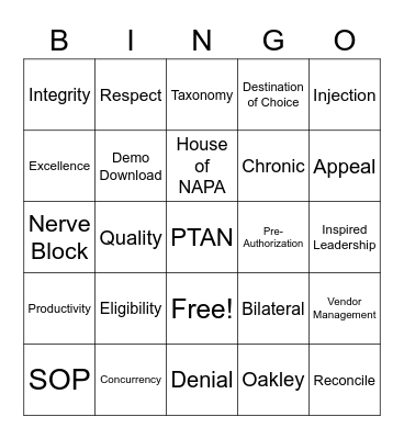 Oakley's Summertime Bingo Card
