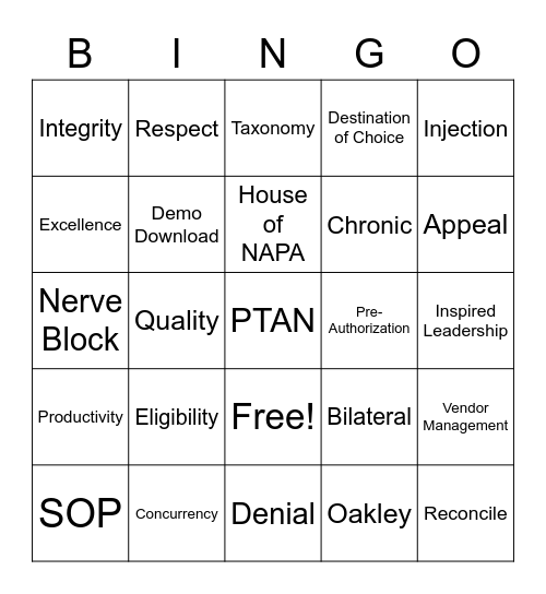 Oakley's Summertime Bingo Card