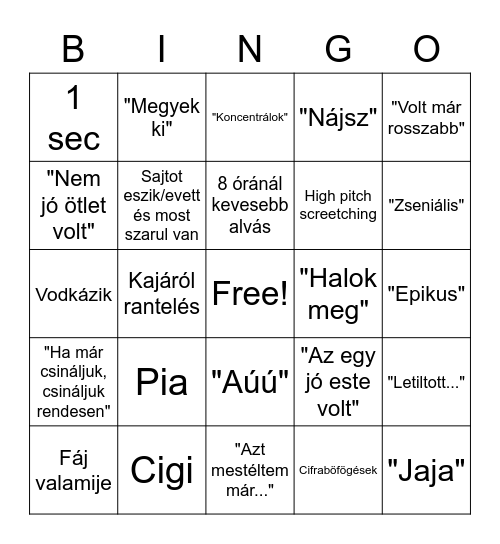 Geri bingo Card