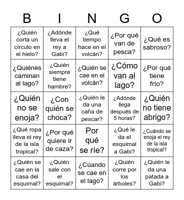 Gabi 14, 15, & 16 questions Bingo Card