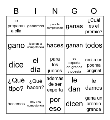 Gabi 9 Bingo Card