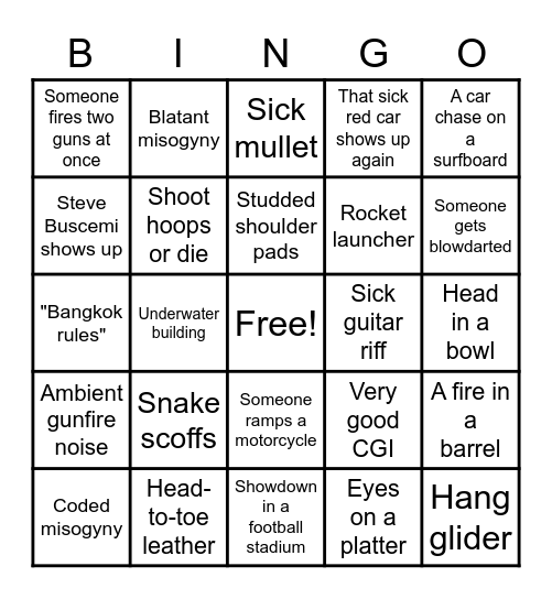 Escape From LA Bingo Card