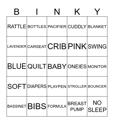 BABY SHOWER Bingo Card