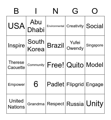 JUMP! Global Citizenship Bingo Card