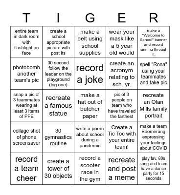 Tiger Bingo Card