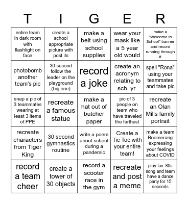 Tiger Bingo Card