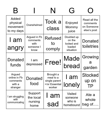 Never Have I Ever Bingo Card