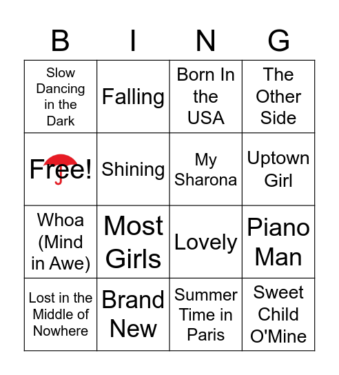 Audience Choice Bingo Card