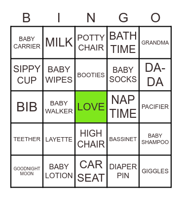 BABY LOVE BINGO! Bingo Card