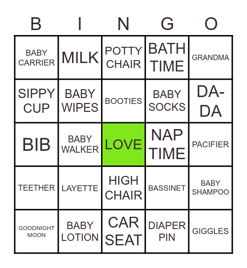 BABY LOVE BINGO! Bingo Card