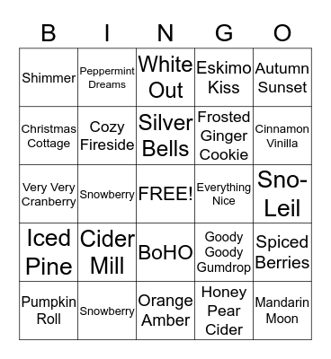 Scentsy Bingo Card